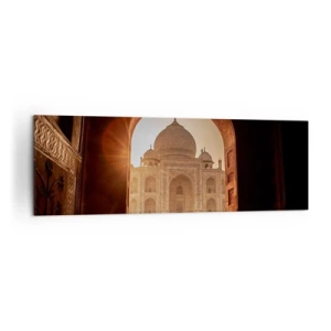 Cuadro sobre lienzo - Impresión de Imagen - Taj Mahal a la luz del sol visto desde el arco de la puerta - 160x50cm - Un monumento al amor sobrenatural - Decoración de pared moderna para salón y dormitorio ARTTOR
