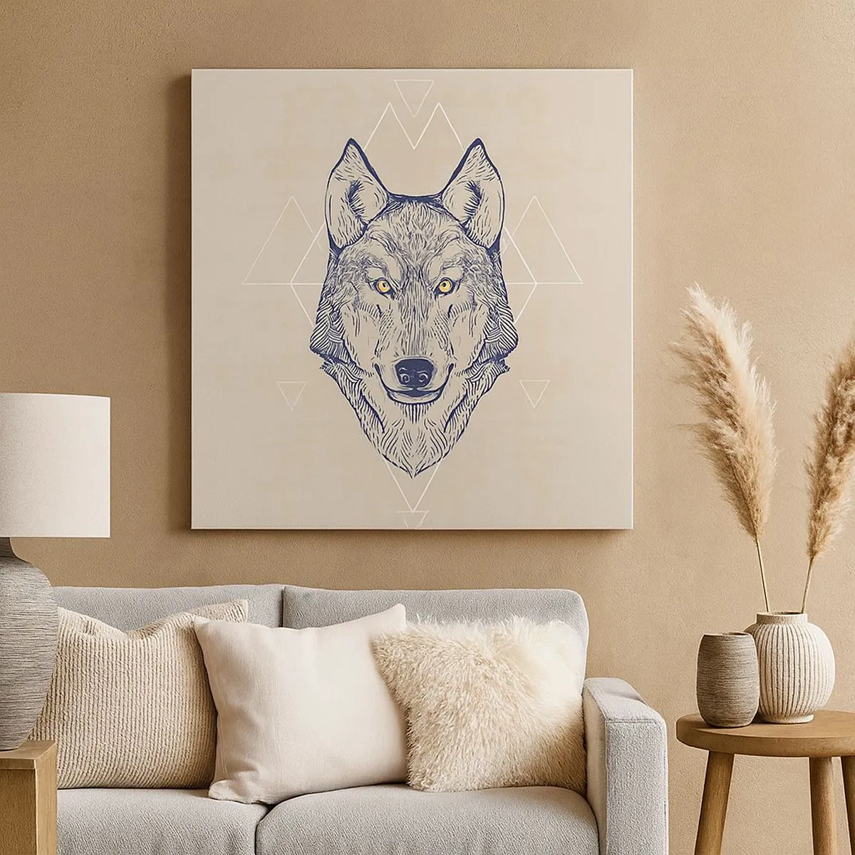 Cuadro sobre lienzo - Impresión de Imagen - La mirada del lobo alfa - 30x30 cm