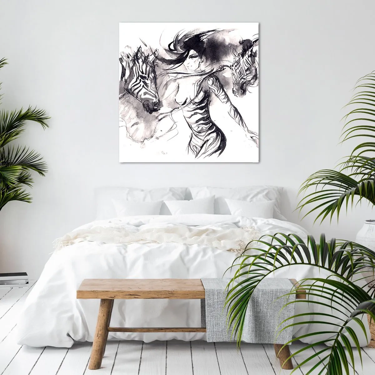 Cuadro sobre lienzo - Impresión de Imagen - Bailando con las cebras - 50x50 cm
