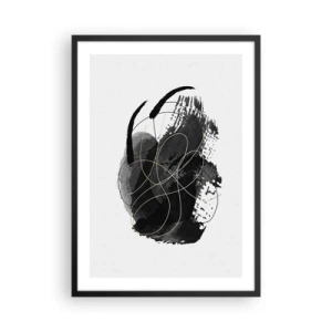 Póster en marco negro - Una composición abstracta en negro con delicadas líneas doradas. - 50x70cm - Salió de la negrura - Decoración de pared moderna para salón y dormitorio ARTTOR