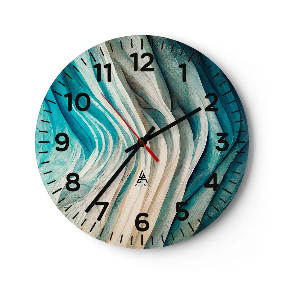 Reloj de pared - Reloj de vidrio - Azul insaciable - 30x30 cm