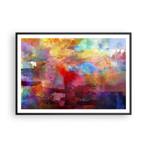 Póster en marco negro - Abstracción colorida en tonos cálidos y fríos. - 100x70cm - Mira dentro del arco iris - Decoración de pared moderna para salón y dormitorio ARTTOR