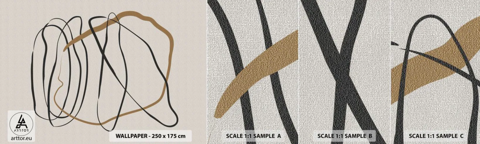 Muestra de fotomural Premium Canvas - Composición: danza lineal - Pedazo, minimalista, Arte deco - 100x30 cm