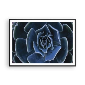 Póster en marco negro - Primer plano de una roseta suculenta verde - 100x70cm - Flor del desierto - Decoración de pared moderna para salón y dormitorio ARTTOR