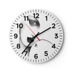 Reloj de pared - Reloj de vidrio - Pensativa - 30x30 cm