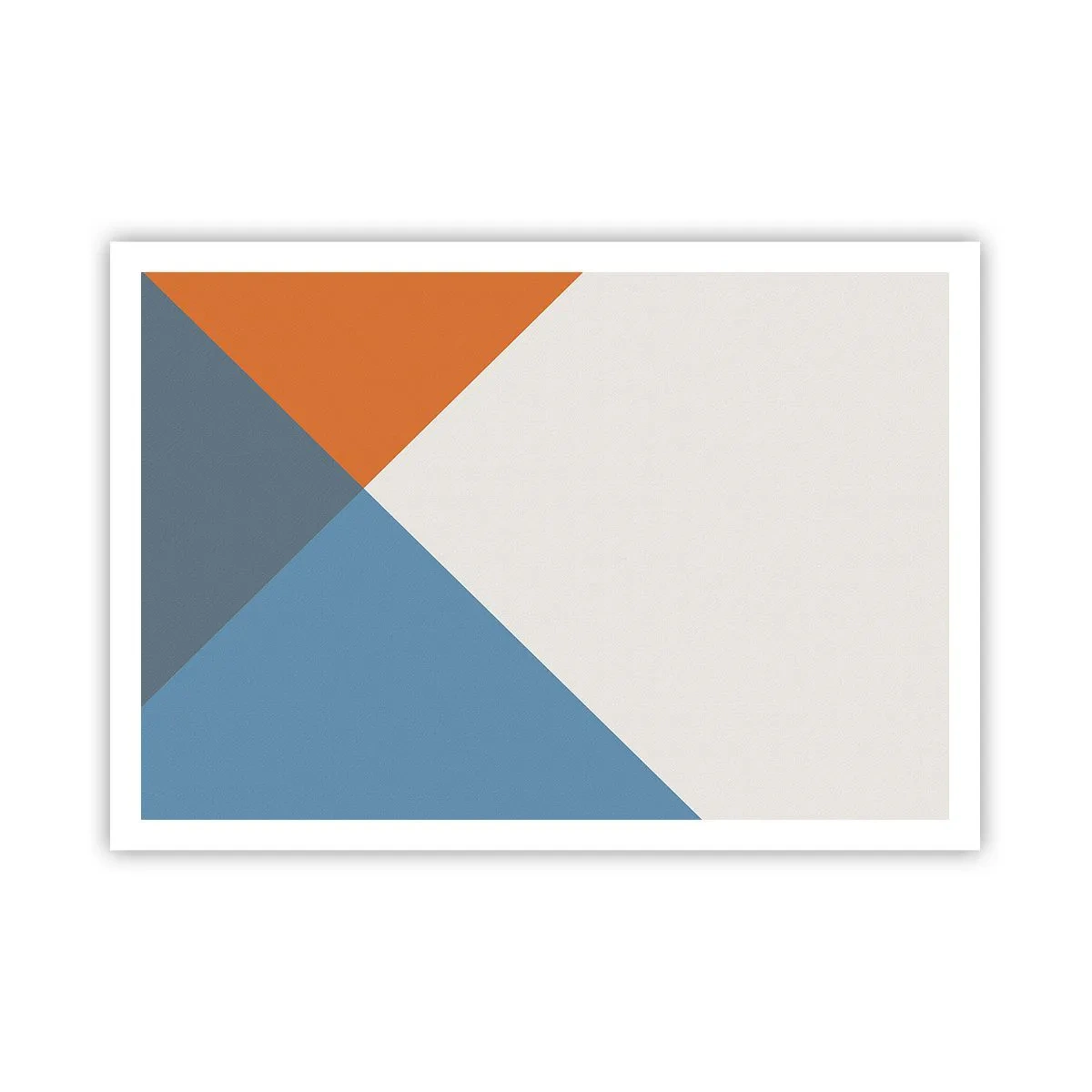 Póster - Triángulos geométricos en tonos azules y naranjas. - 100x70cm - Desde el punto de vista de... - Decoración de pared moderna para salón y dormitorio ARTTOR