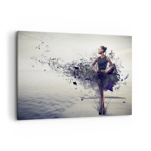 Cuadro sobre lienzo - Impresión de Imagen - Una mujer en una composición artística sobre un fondo de agua. - 120x80cm - Venus africana - Decoración de pared moderna para salón y dormitorio ARTTOR