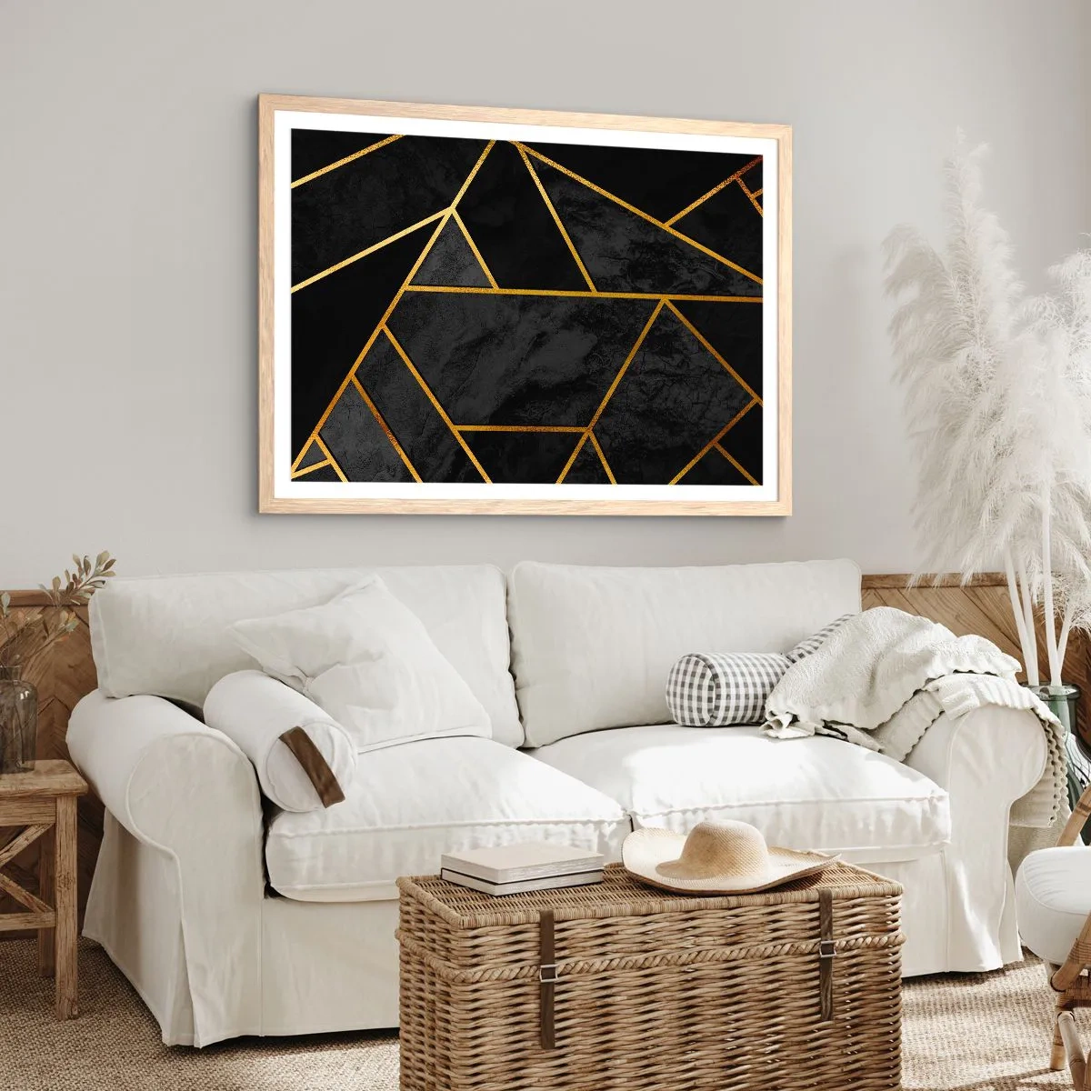 Póster en marco roble claro - Oscuridad y brillo - 70x50 cm