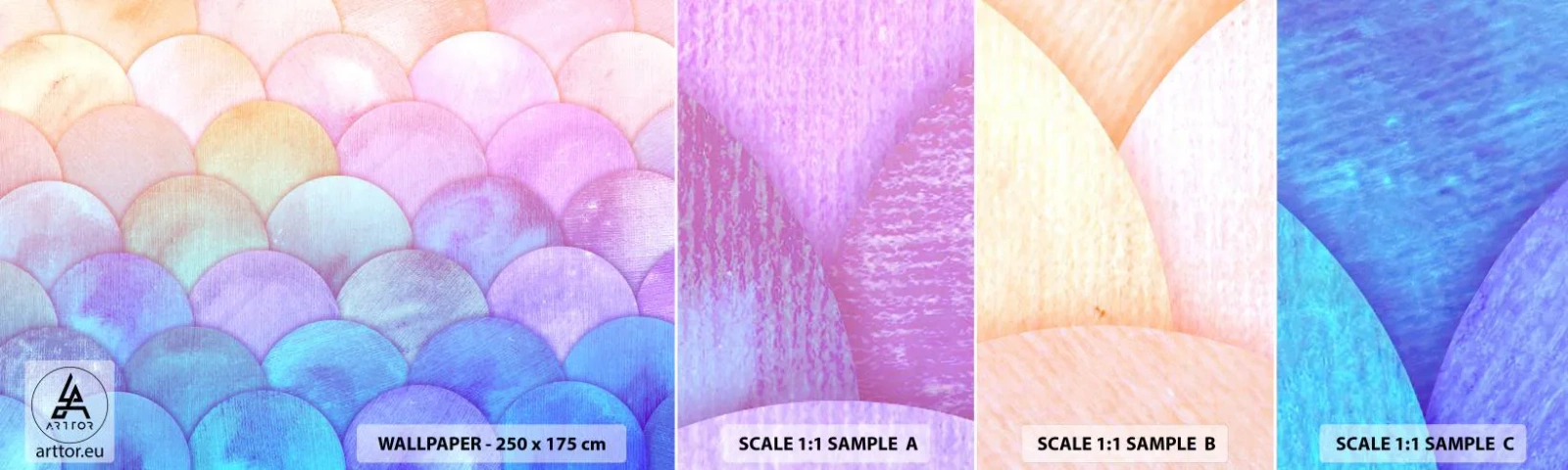 Muestra De Fotomural Standard Eco - Concha de perla - Pastel, Burbujas, Escamas - 100x30 cm