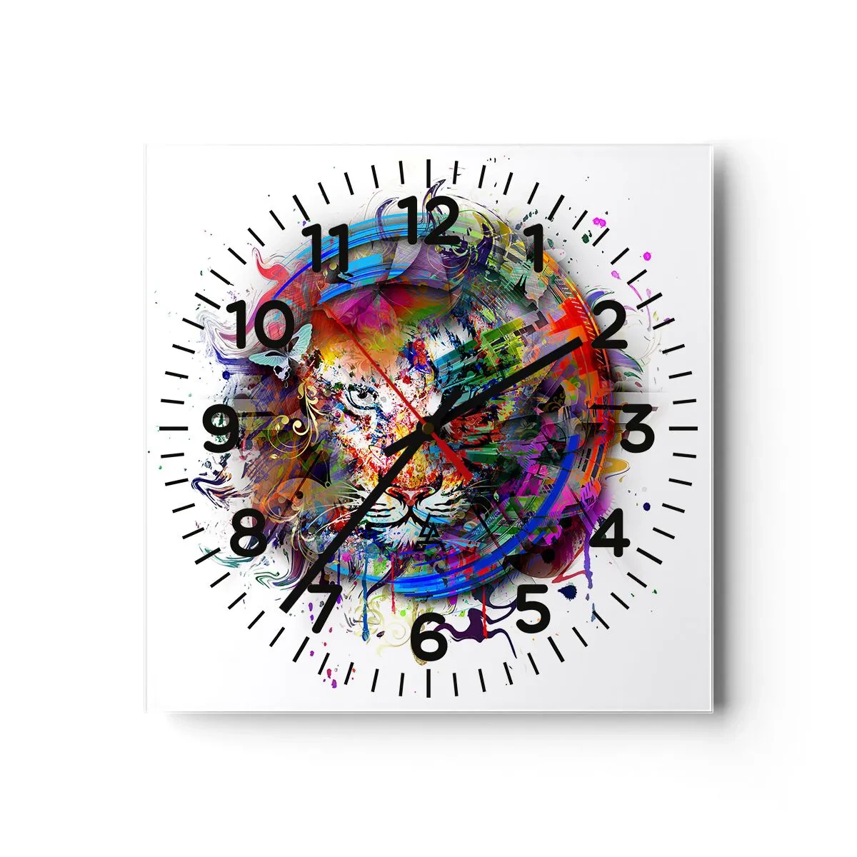 Reloj de pared - Reloj de vidrio - Al acecho tras la cortina arco iris - 40x40 cm