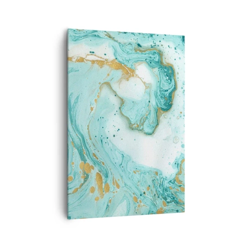 Cuadro sobre lienzo - Impresión de Imagen - Mármol turquesa con acentos dorados en una composición abstracta. - 70x100cm - Bajo la gran ola del periodo Edo - Decoración de pared moderna para salón y dormitorio ARTTOR