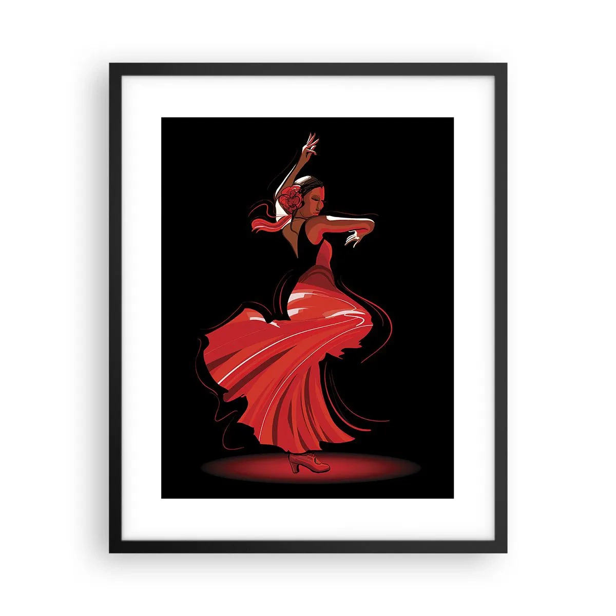 Póster en marco negro - El espíritu ardiente del flamenco - 40x50 cm