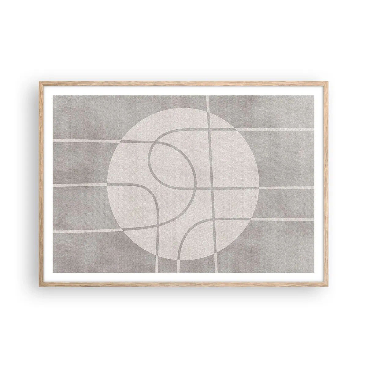 Póster en marco roble claro - Circular y rectilíneo - 100x70 cm