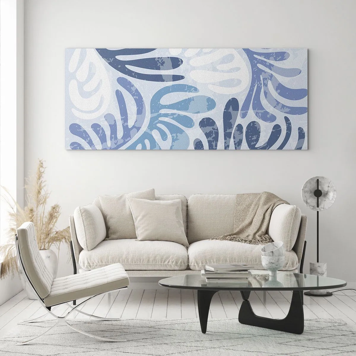 Cuadro sobre vidrio - Impresiones sobre Vidrio - Helechos azules - 100x40 cm