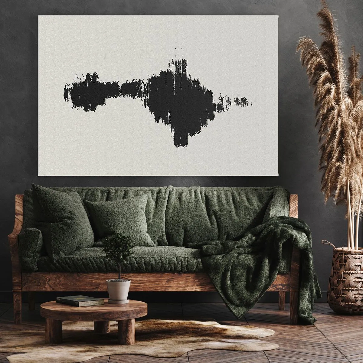 Cuadro sobre lienzo - Impresión de Imagen - Un motivo abstracto que se asemeja a una onda de sonido en estilo minimalista. - 70x50cm - Vibraciones de la imaginación - Decoración de pared moderna para salón y dormitorio ARTTOR