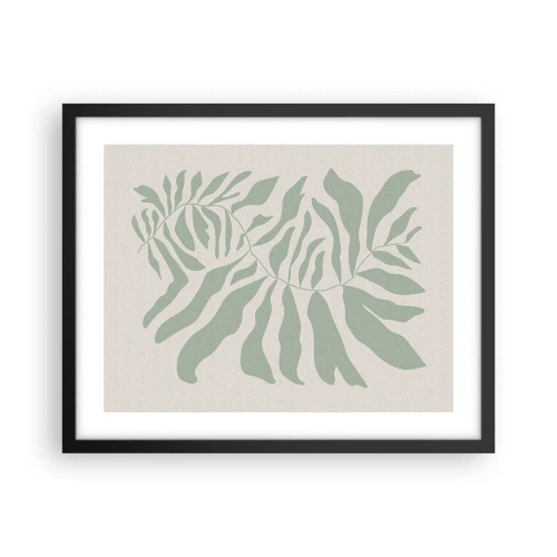 Póster en marco negro - Rama esmeralda - 50x40 cm