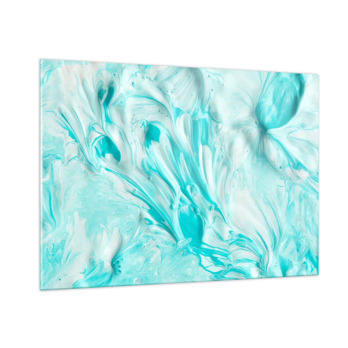Cuadro sobre vidrio - Impresiones sobre Vidrio - Patrones abstractos azules y blancos que se asemejan al movimiento de las olas - 100x70cm - Juntos para siempre - Decoración de pared moderna para salón y dormitorio ARTTOR
