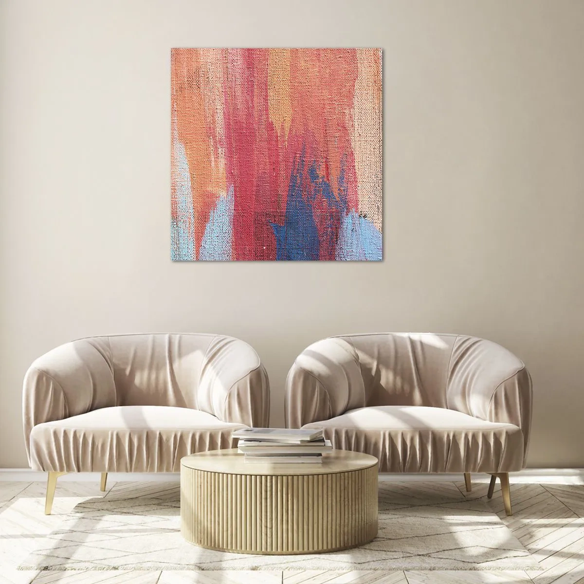 Cuadro sobre vidrio - Impresiones sobre Vidrio - Trazos de arco iris - 40x40 cm