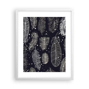 Póster en marco blanco - Encaje de plumas - 40x50 cm