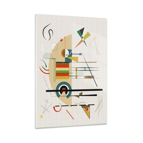 Cuadro sobre vidrio - Impresiones sobre Vidrio - Abstracción geométrica colorida sobre un fondo claro - 50x70cm - Y el mundo ríe - Decoración de pared moderna para salón y dormitorio ARTTOR