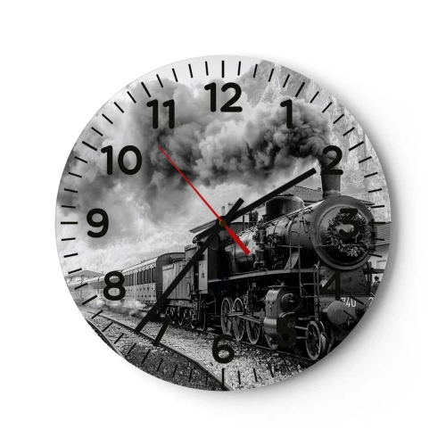 Reloj de pared - Reloj de vidrio - Rumbo a la estación... - 40x40 cm