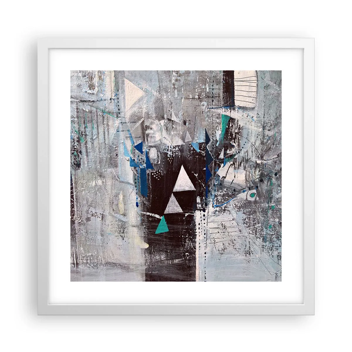 Póster en marco blanco - El orden superior de los triángulos - 40x40 cm