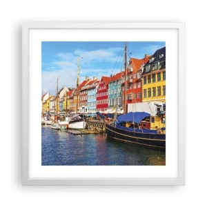 Póster en marco blanco - Muelle alegre - 40x40 cm