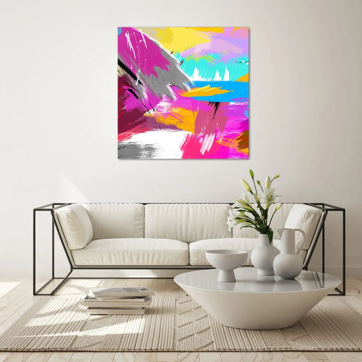 Cuadro sobre vidrio - Impresiones sobre Vidrio - Abstracción colorida - 40x40 cm