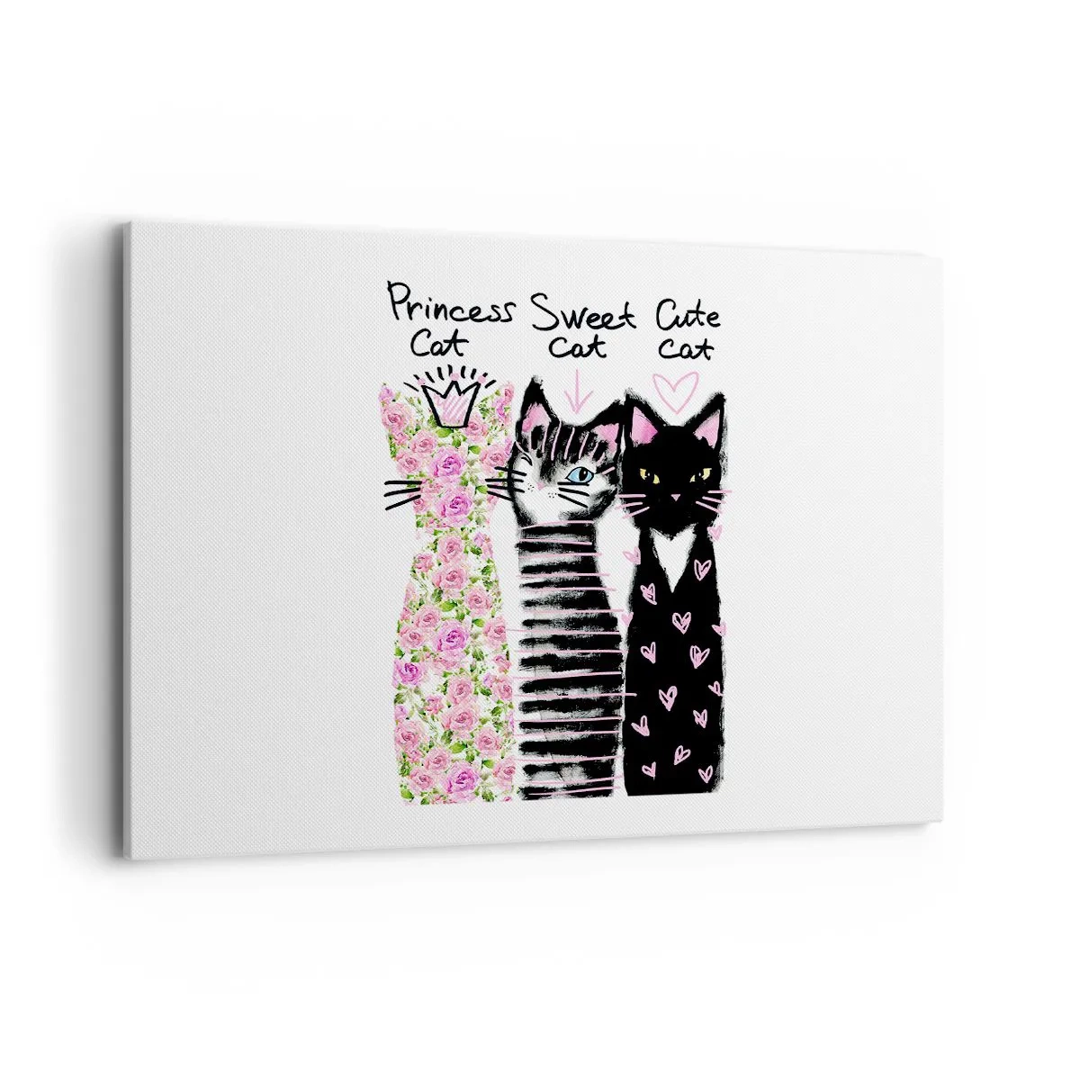 Cuadro sobre lienzo - Impresión de Imagen - Tres gatos con diversos patrones artísticos. - 100x70cm - Había tres gatitos - Decoración de pared moderna para salón y dormitorio ARTTOR