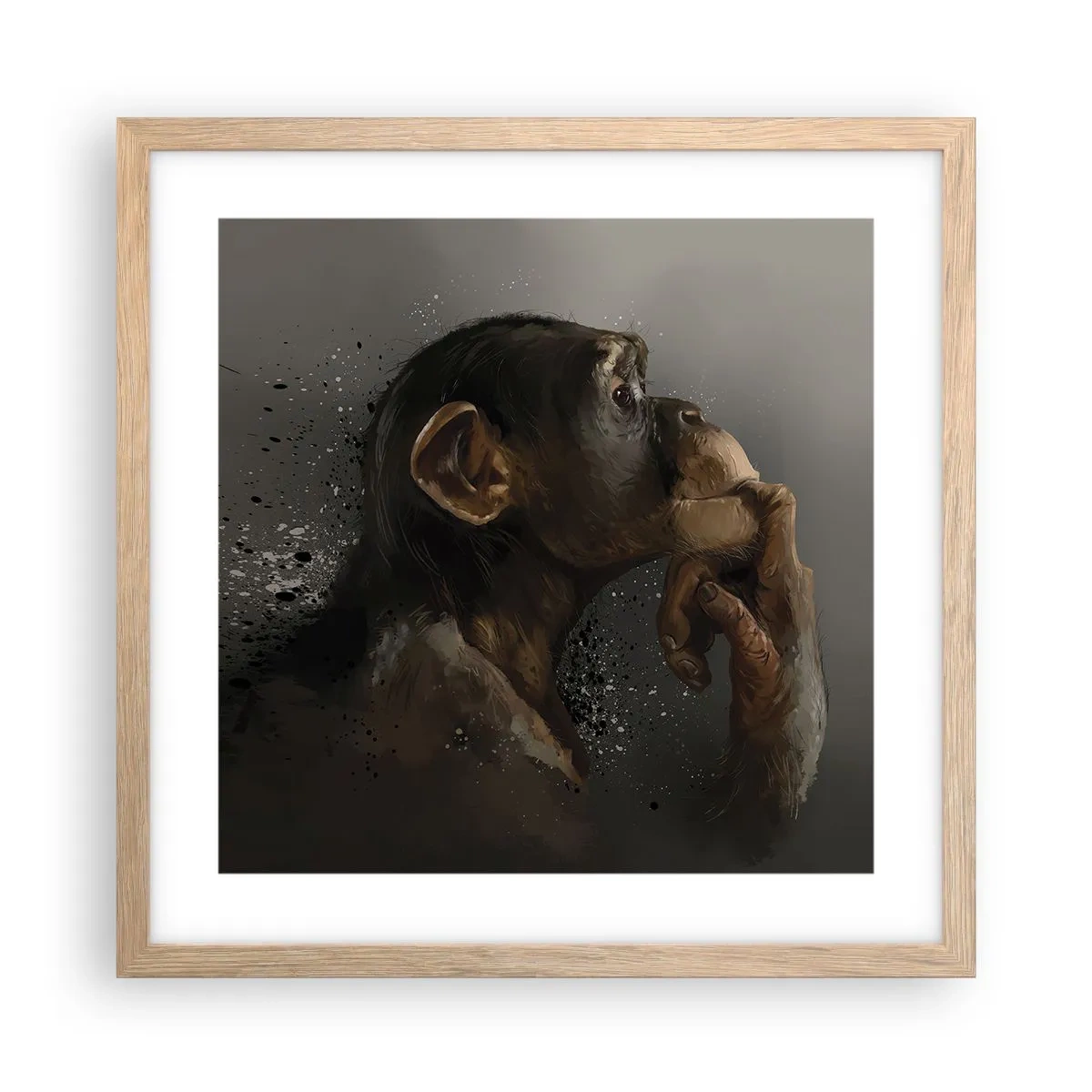 Póster en marco roble claro - La evolución del pensador - 40x40 cm