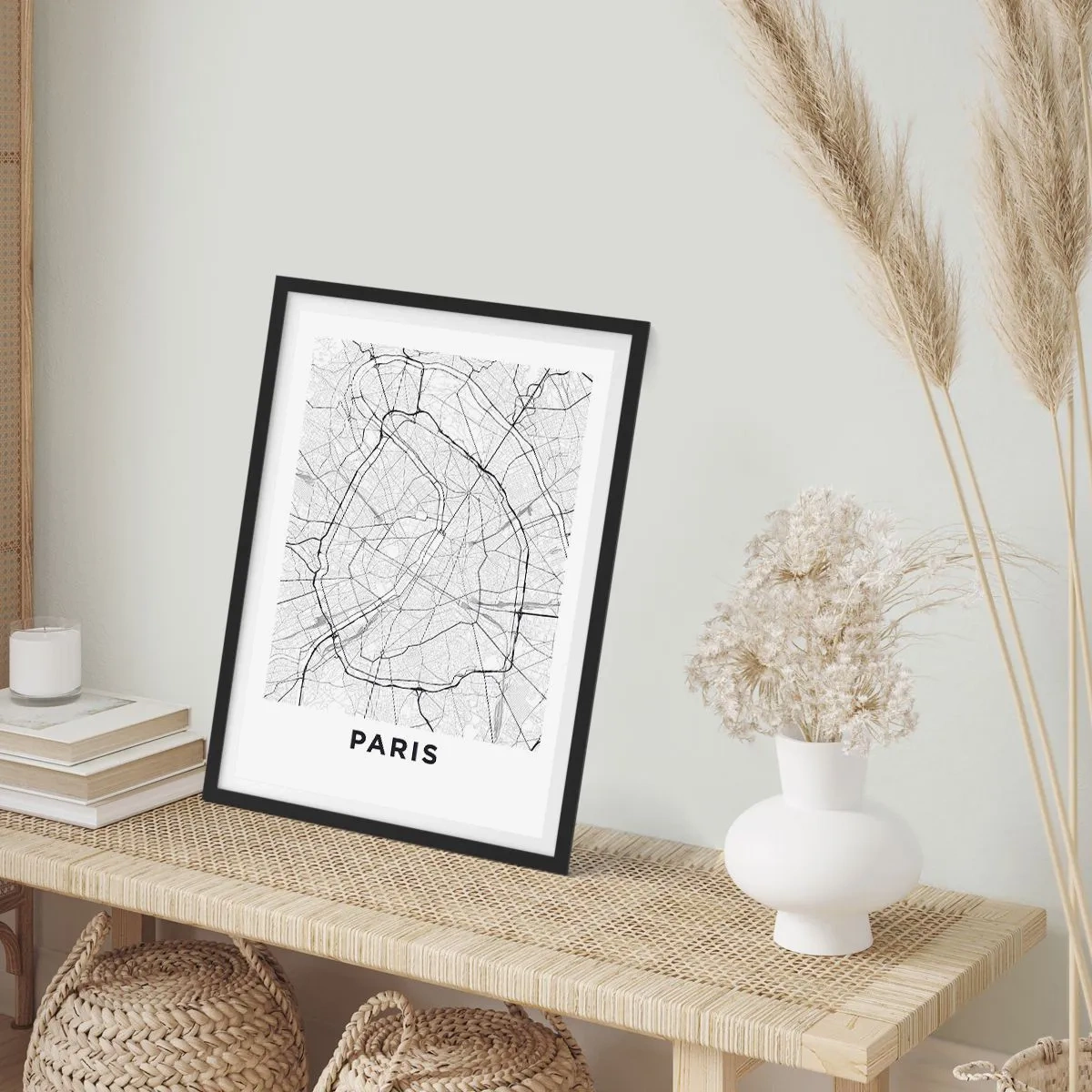 Póster en marco negro - Flor de París - 61x91 cm