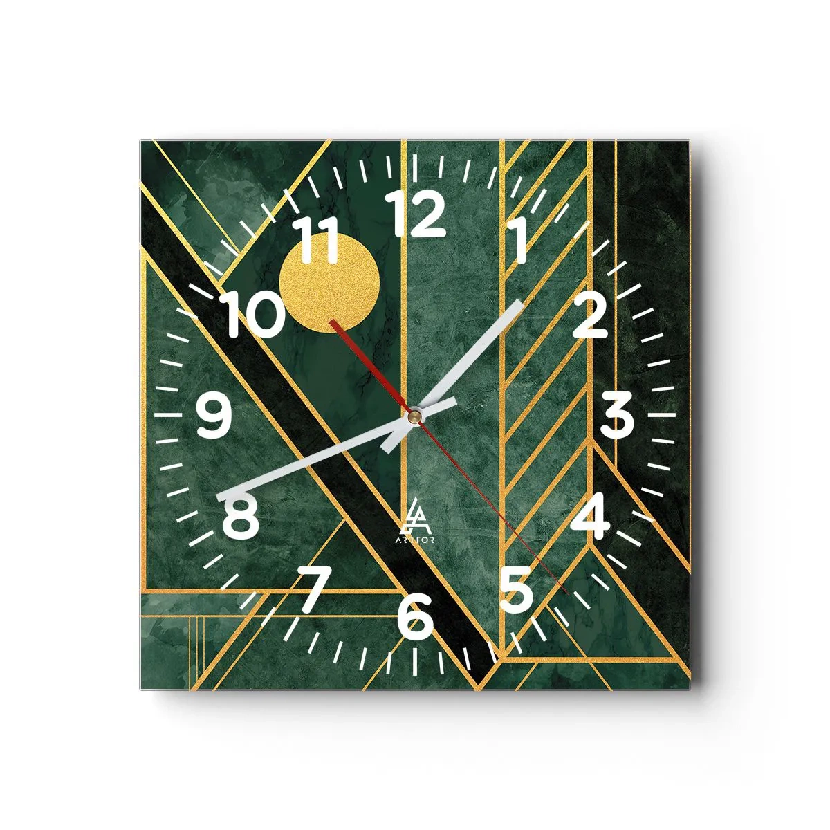 Reloj de pared - Reloj de vidrio - La dinámica del oro y el azul - 30x30 cm