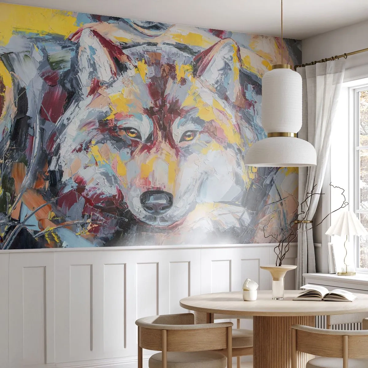Fotomural Premium Canvas - Pinceladas de lobo - Abstracción, Lobo, Cuadro - 250x175 cm