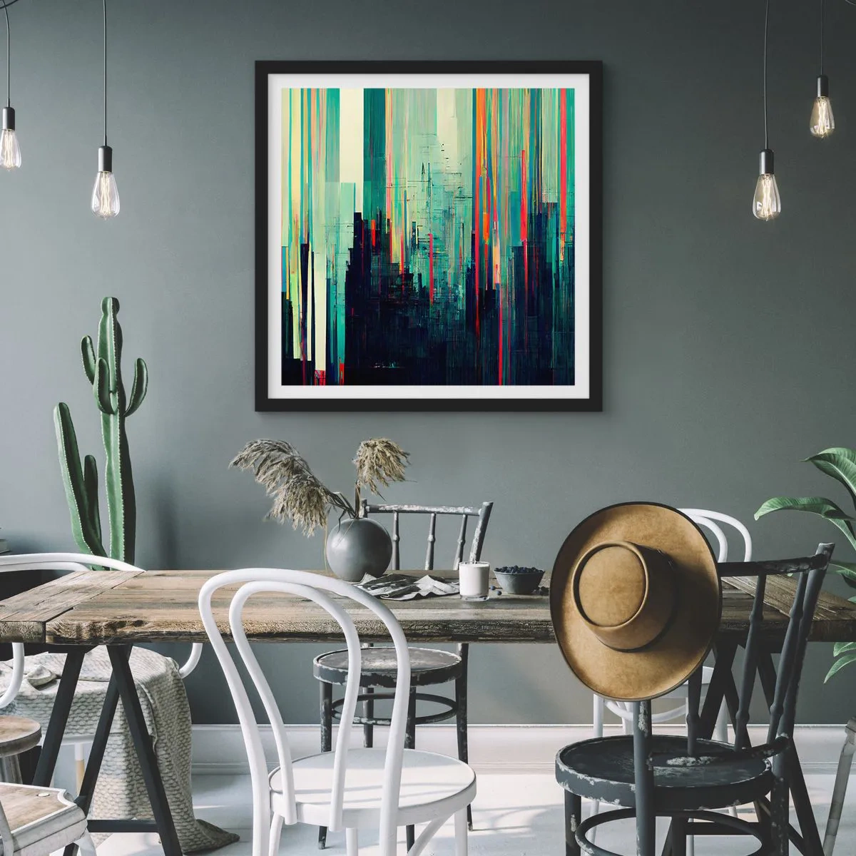 Póster en marco negro - Ciudad futurista - 60x60 cm