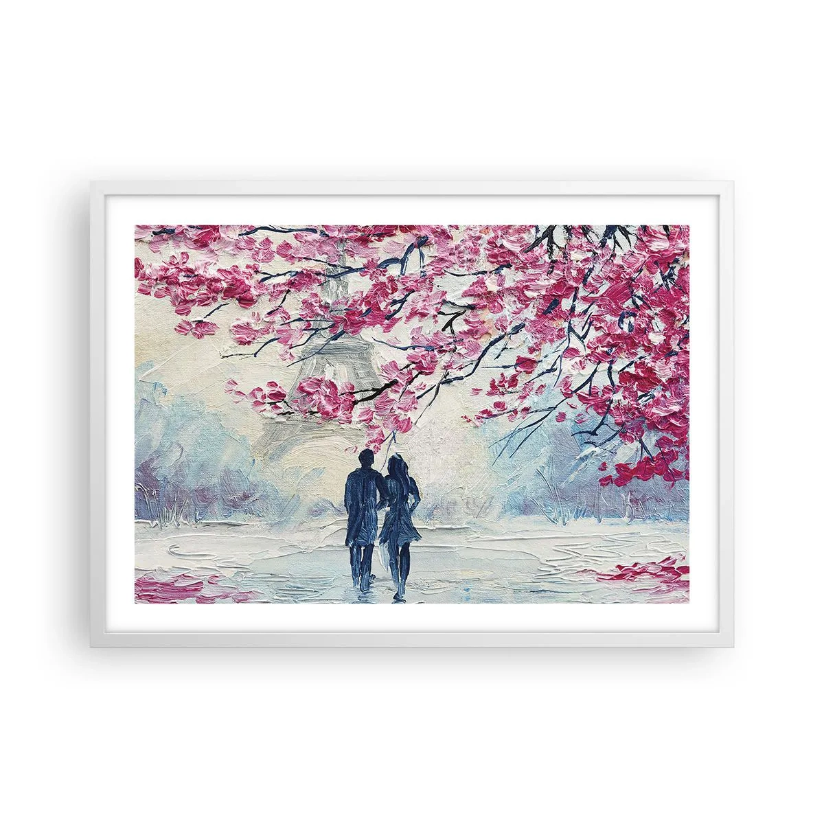 Póster en marco blanco - Un paseo romántico - 70x50 cm