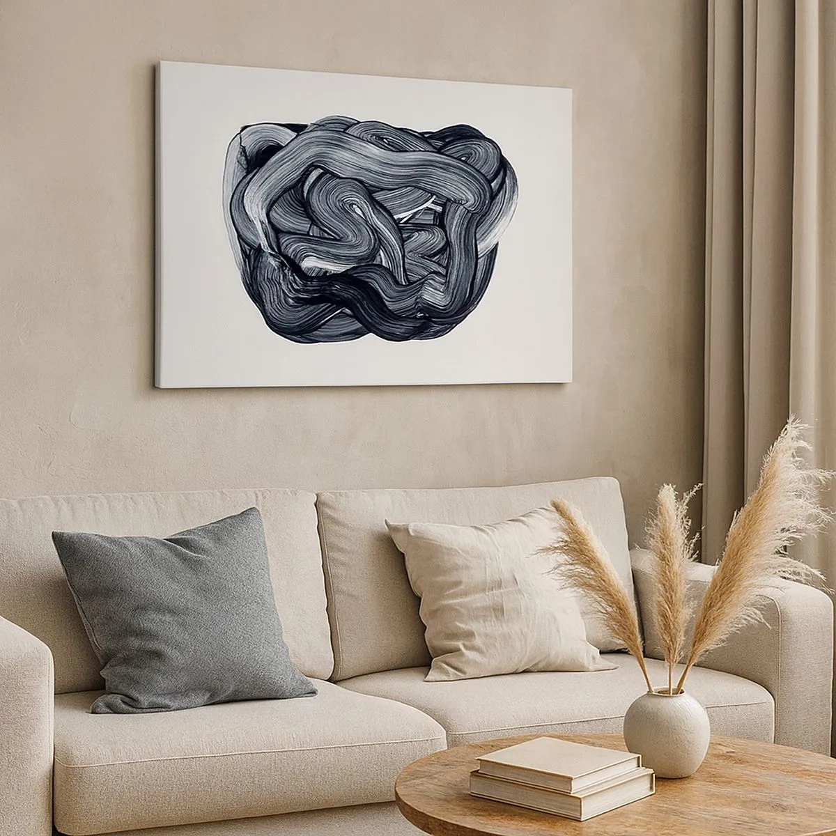 Cuadro sobre lienzo - Impresión de Imagen - Composición abstracta en tonos de gris - 70x50cm - No es tan sencillo - Decoración de pared moderna para salón y dormitorio ARTTOR