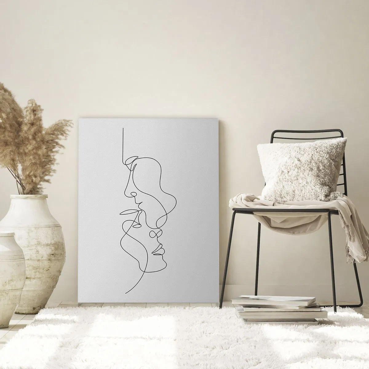 Cuadro sobre vidrio - Impresiones sobre Vidrio - Un delicado dibujo de dos caras en un solo contorno. - 50x70cm - El calor de los deseos lúgubres - Decoración de pared moderna para salón y dormitorio ARTTOR