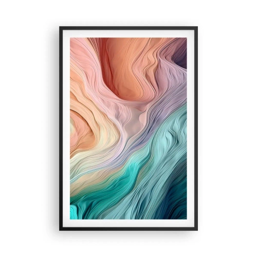 Póster en marco negro - Ola arco iris - 61x91 cm