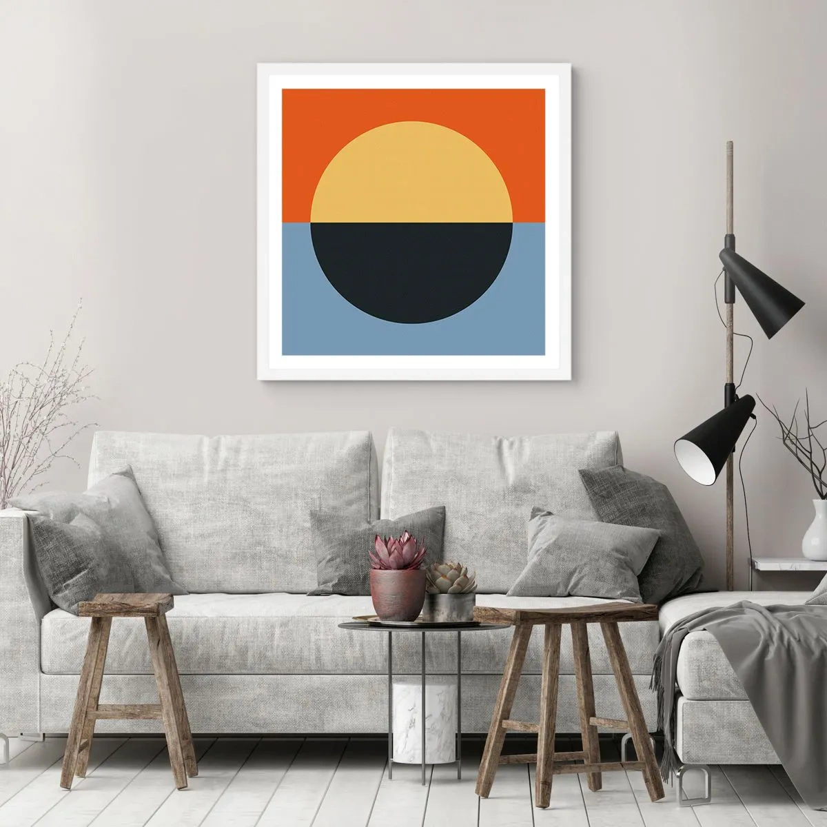 Póster en marco blanco - Una composición de calidez y frescura - 30x30 cm
