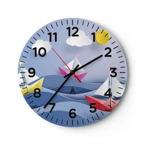 Reloj de pared - Reloj de vidrio - Oh, qué agradable es balancearse entre las olas - 30x30 cm