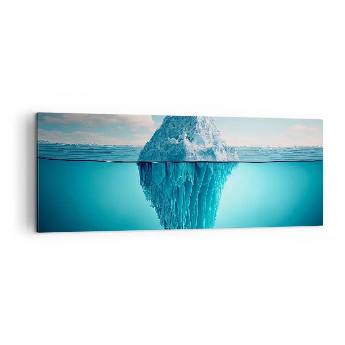 Cuadro sobre lienzo - Impresión de Imagen - Un iceberg visible por encima y por debajo de la superficie del agua. - 140x50cm - El trono de hielo - Decoración de pared moderna para salón y dormitorio ARTTOR
