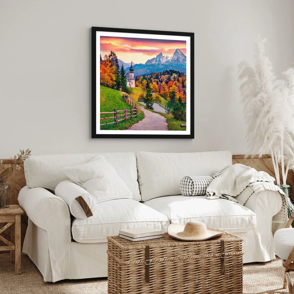 Póster en marco negro - Paisaje como una pintura - 30x30 cm