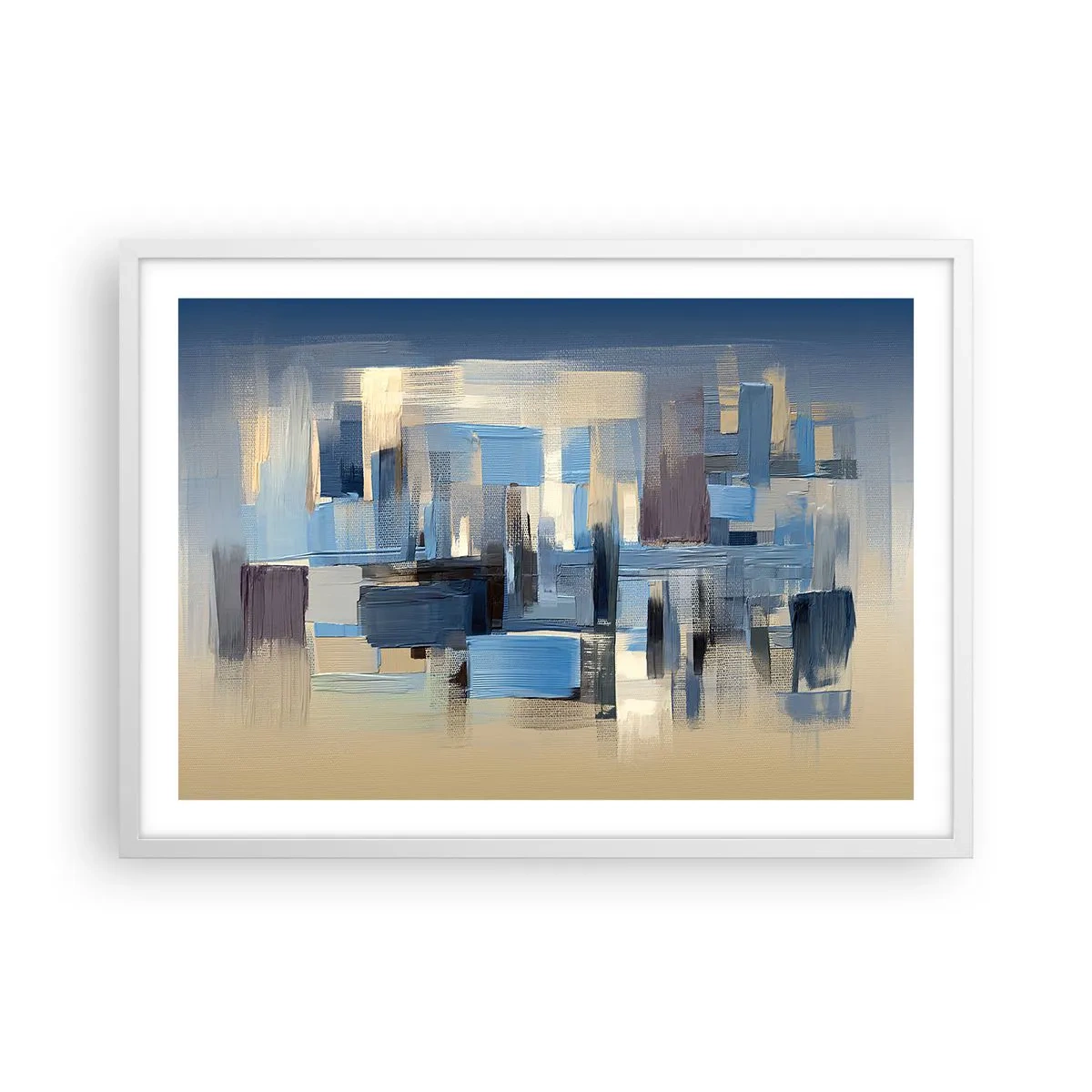 Póster en marco blanco - Construcción azul - 70x50 cm