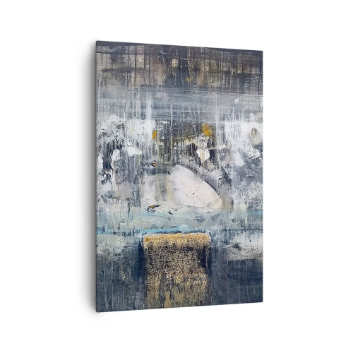 Cuadro sobre lienzo - Impresión de Imagen - Composición abstracta en tonos fríos - 70x100cm - Hielo abstracto - Decoración de pared moderna para salón y dormitorio ARTTOR