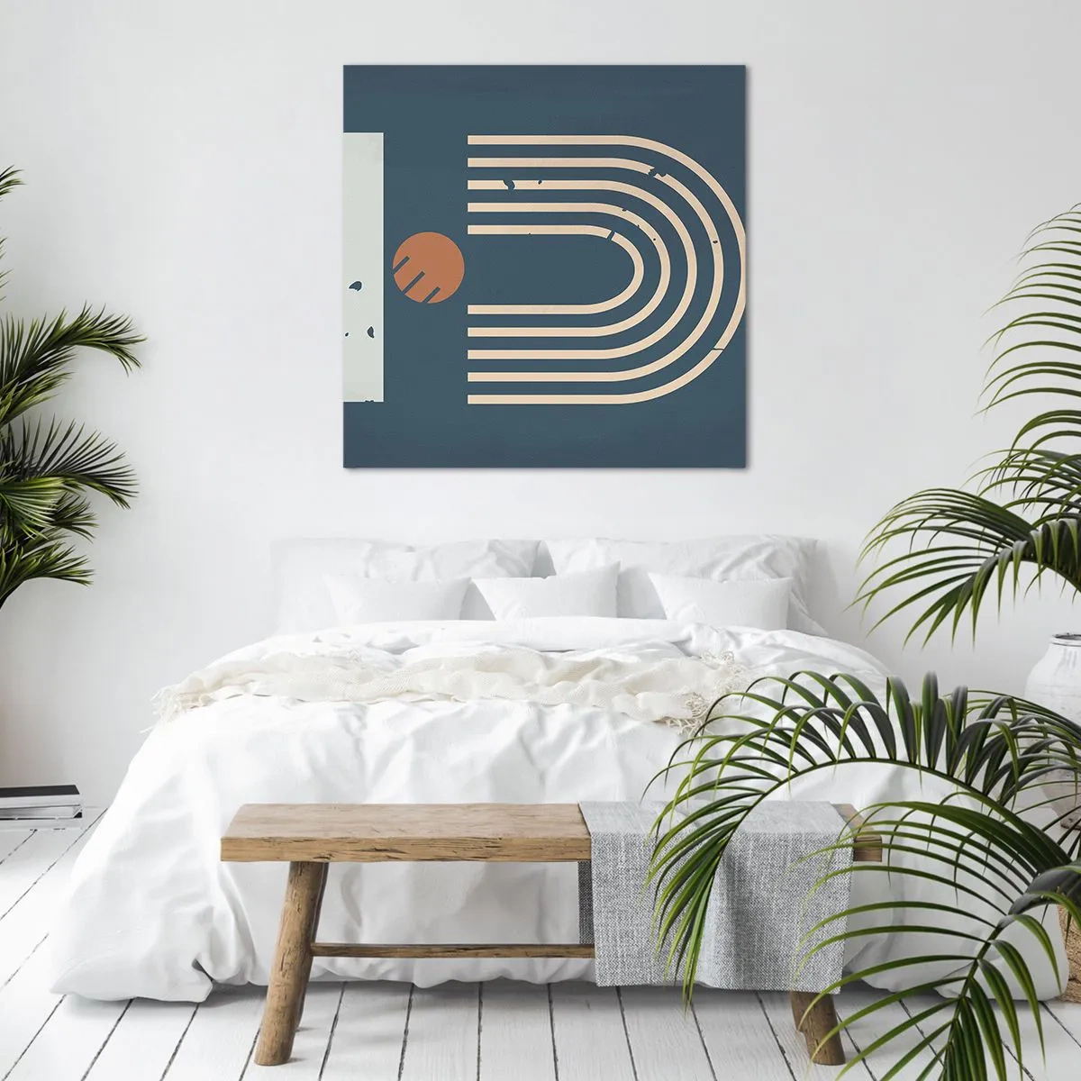 Cuadro sobre lienzo - Impresión de Imagen - Geometría sobre azul marino - 70x70 cm