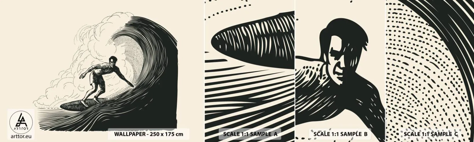 Muestra De Fotomural Standard Eco - Rey de la ola - Ola, Surf, Deporte - 100x30 cm