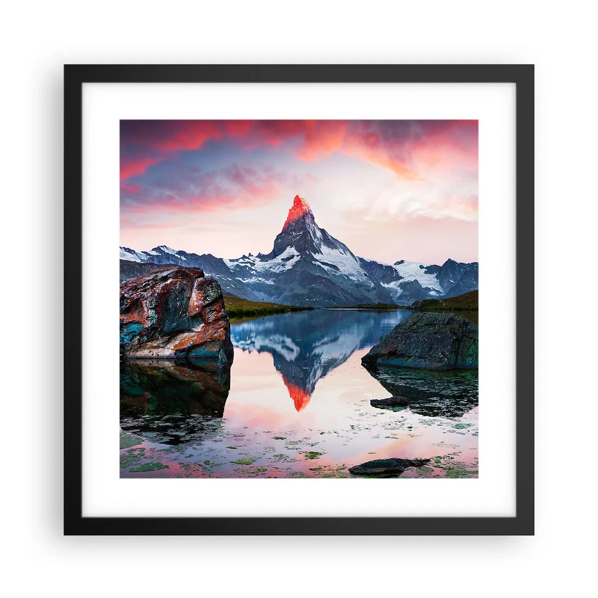 Póster en marco negro - El corazón de las montañas arde - 40x40 cm