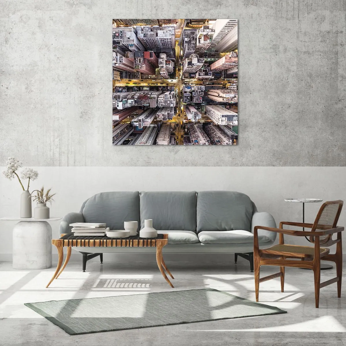 Cuadro sobre vidrio - Impresiones sobre Vidrio - Saludos desde Hong Kong - 50x50 cm