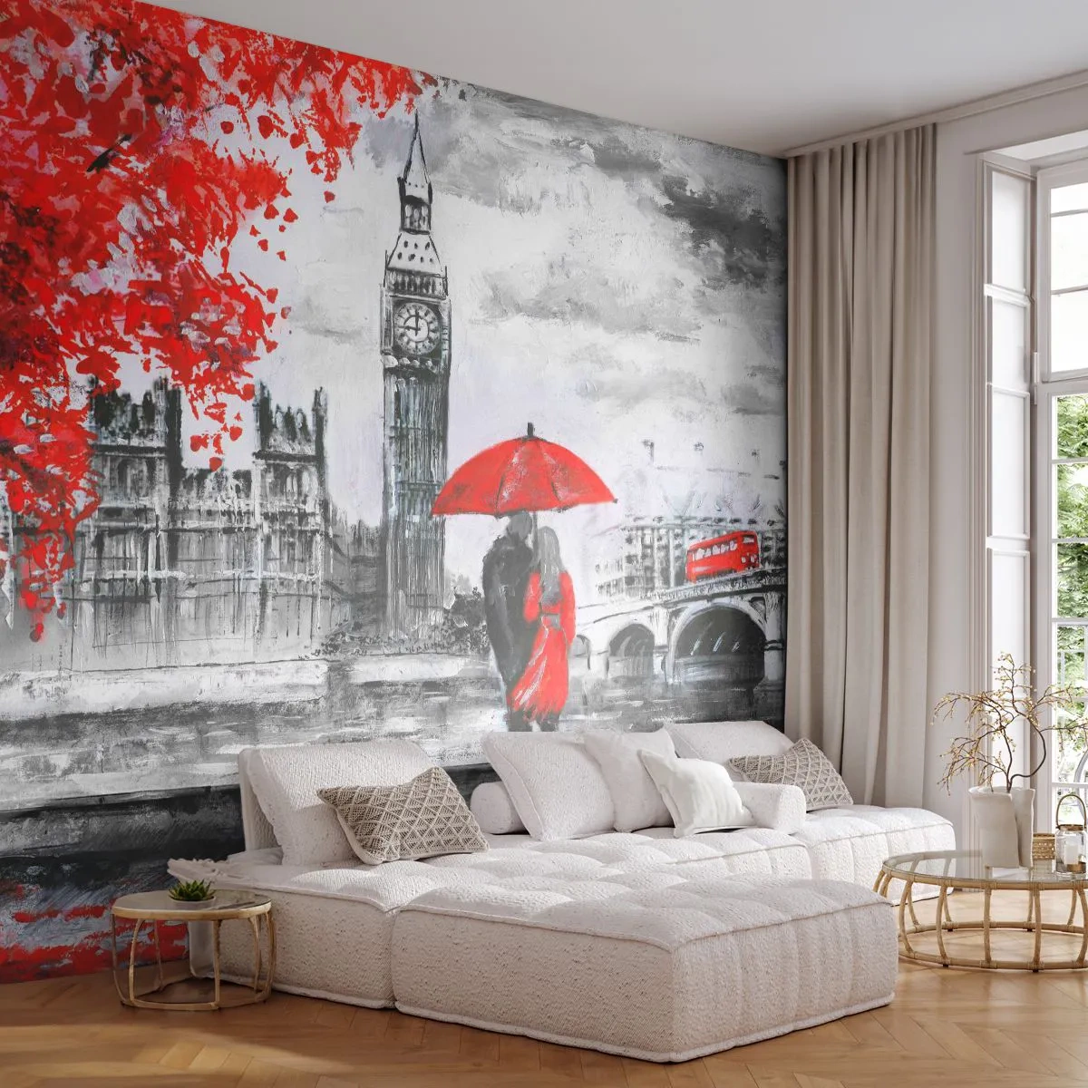 Fotomural Premium Sand - Londres enamora - Ciudad, Londres, Pareja enamorada - 100x70 cm