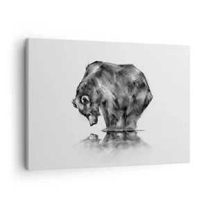Cuadro sobre lienzo - Impresión de Imagen - Un dibujo de un oso en estilo minimalista. - 70x50cm - Es bueno ver a alguien cercano - Decoración de pared moderna para salón y dormitorio ARTTOR